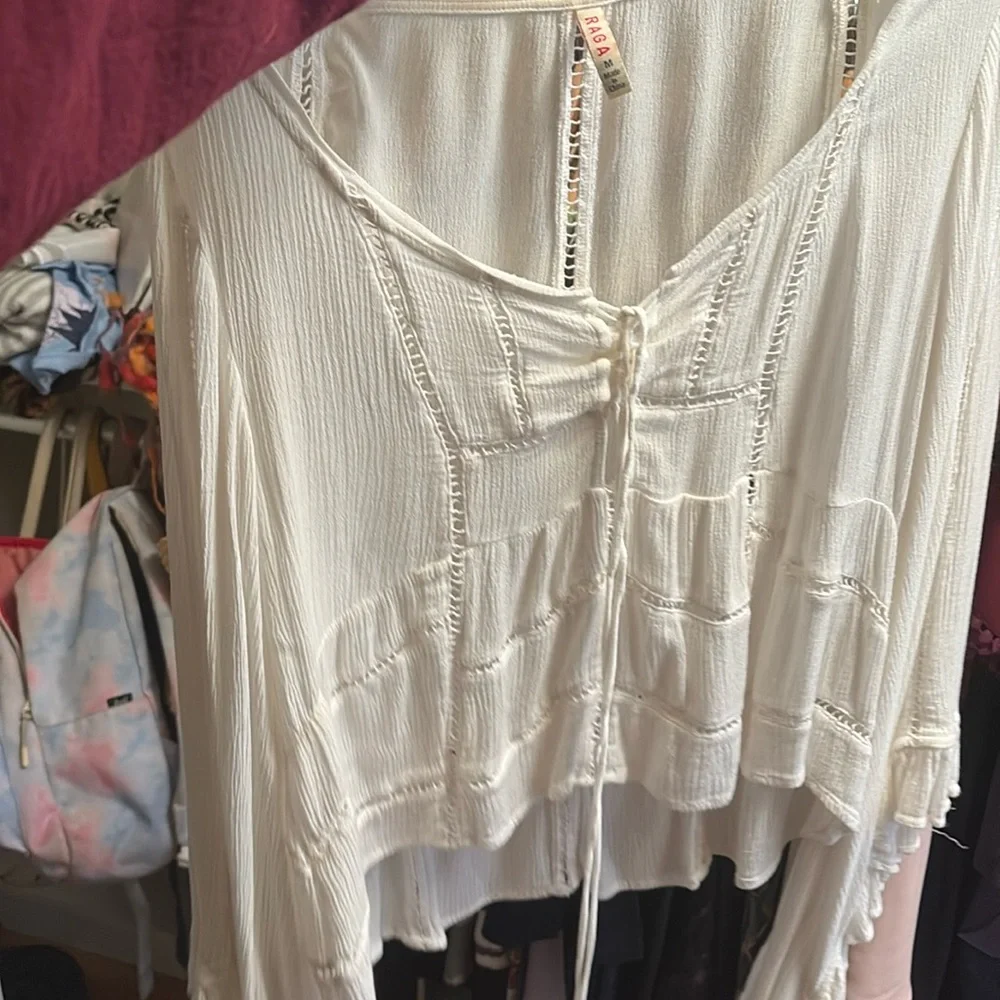 Raga white hippie flowy shirt medium - Picture 1 of 3